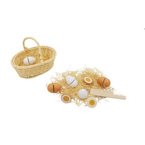 Wooden cutting eggs set in Basket