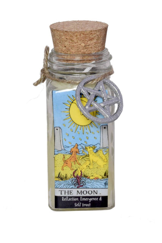 CANDLE - The Moon Tarot 100gms with herbs and crystals