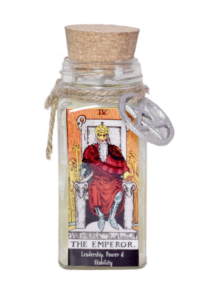 CANDLE - The Emperor Tarot 100gms with herbs and crystals