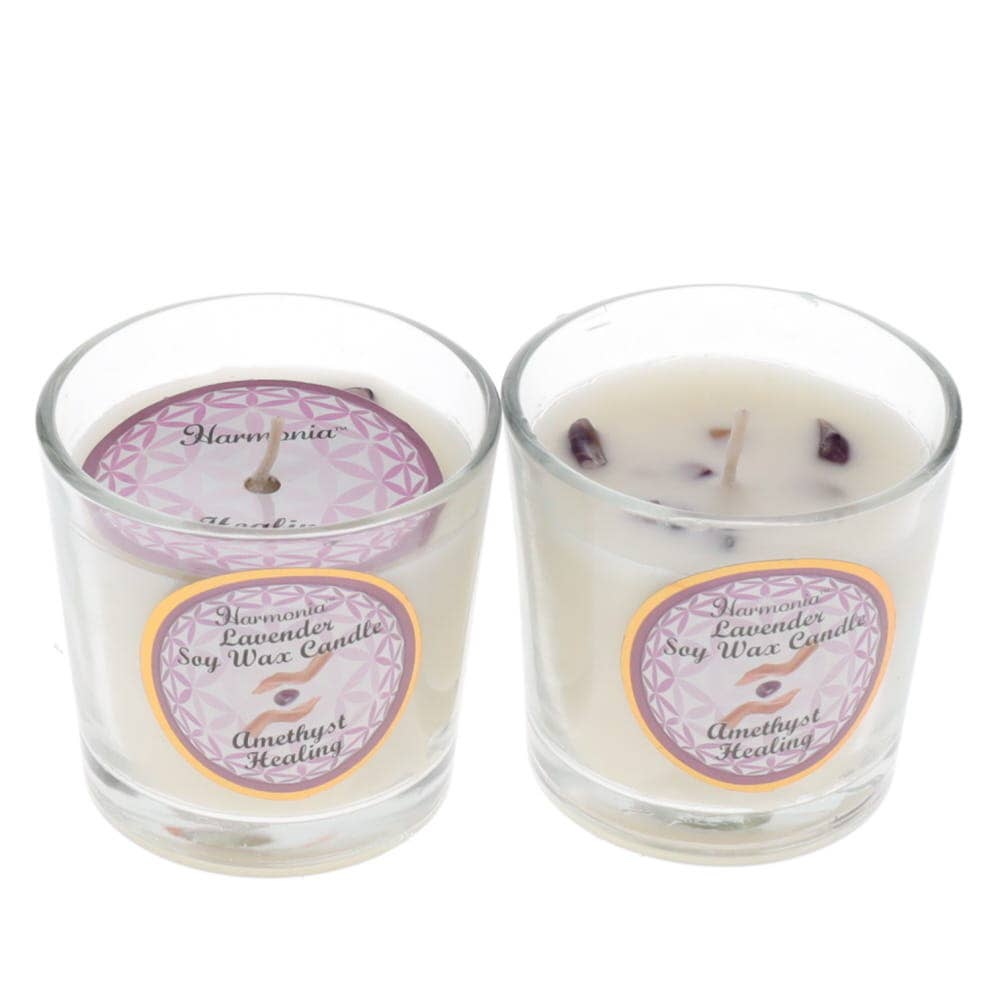 Crystal Votive Soy Candle - Healing Amethyst Lavender Scent