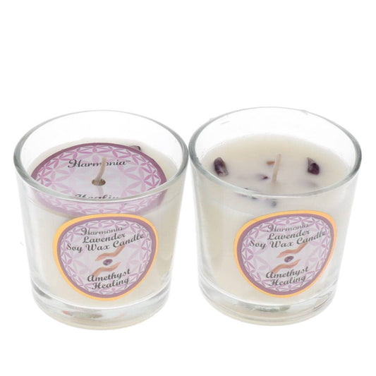 Crystal Votive Soy Candle - Healing Amethyst Lavender Scent