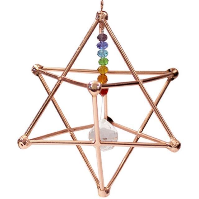 Copper Energizer Merkabah Crystal Chakra Suncatcher