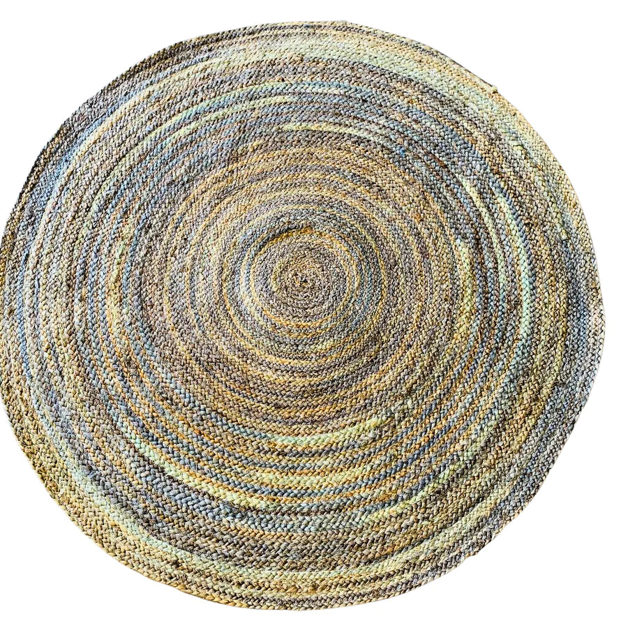 Rug // Jute Grey & Blue Round