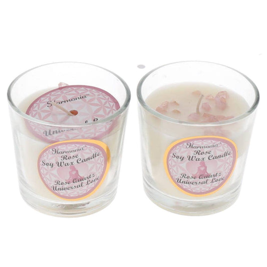 Crystal Votive Soy Candle - Universal Love Rose Quartz Rose