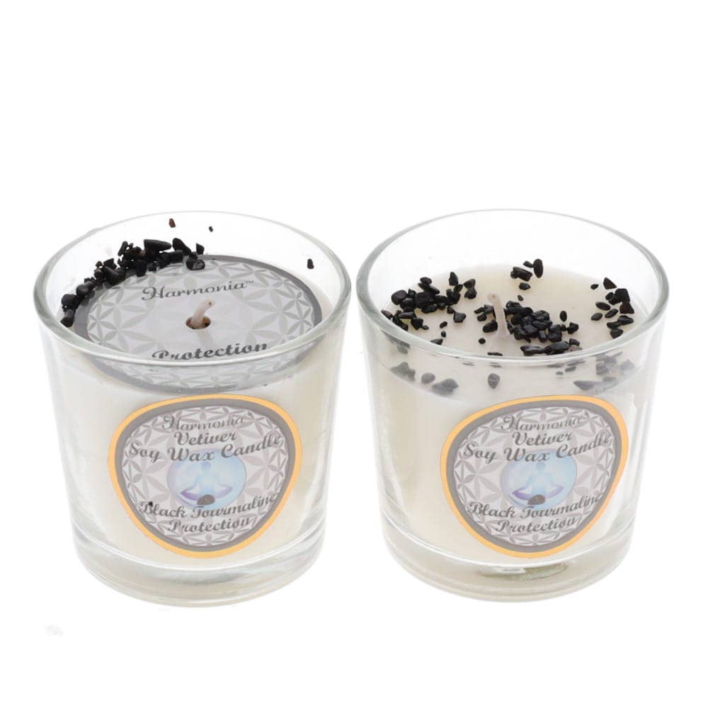 Crystal Votive Soy Candle - Protection Tourmaline Vetiver