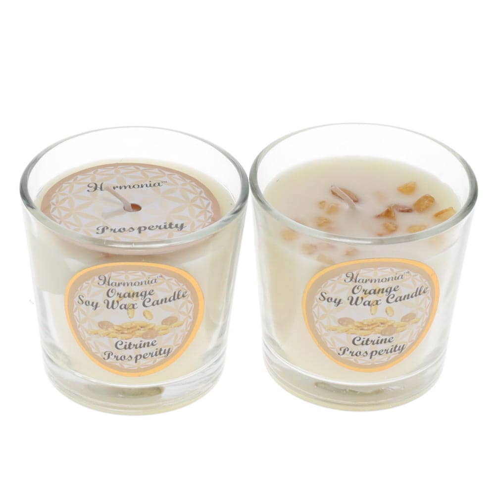 Crystal Votive Soy Candle - Prosperity Citrine Orange Scente