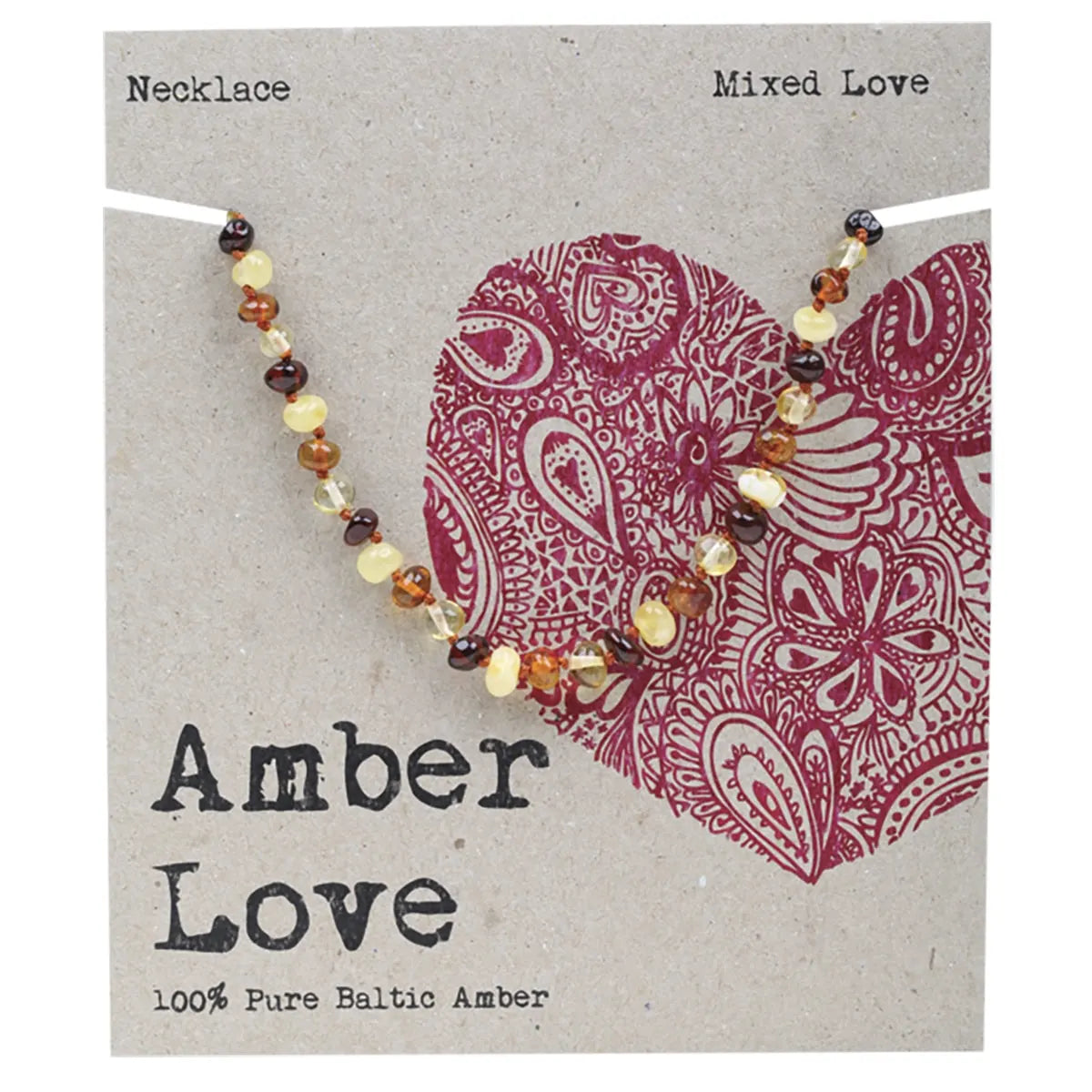 Amber Love Necklace // 100% Baltic Amber // Mixed