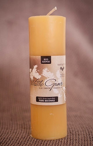 Wattle Grove Beeswax Candle // Tall Round Narrow