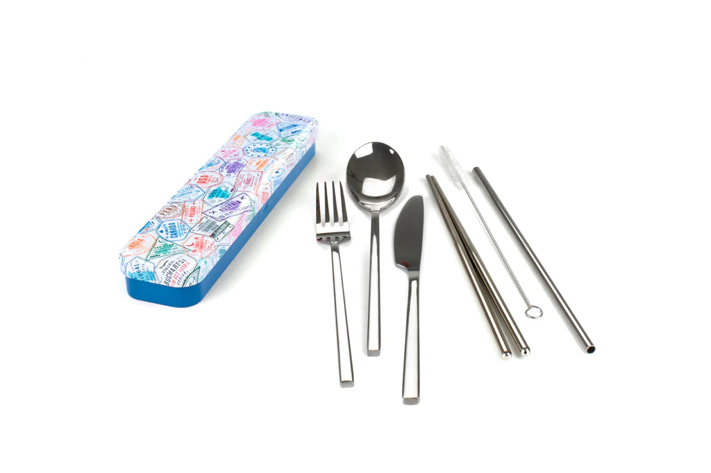 Retrokitchen Stainless Steel Cutlery // Passport Stamps