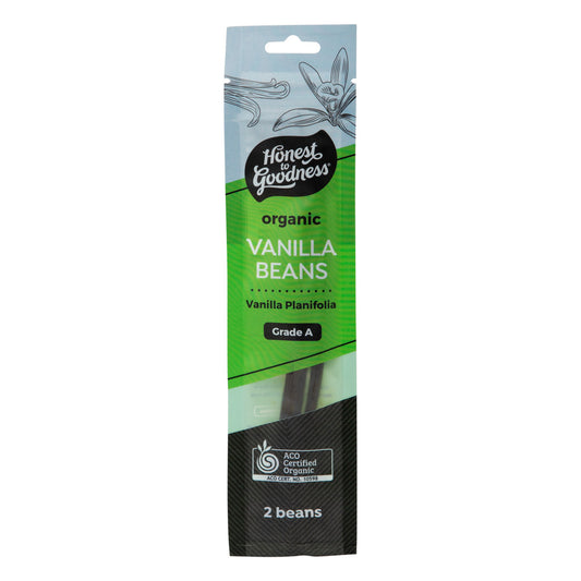 Honest To Goodness  Organic Vanilla Beans - Planifolia Grade A 2 pods